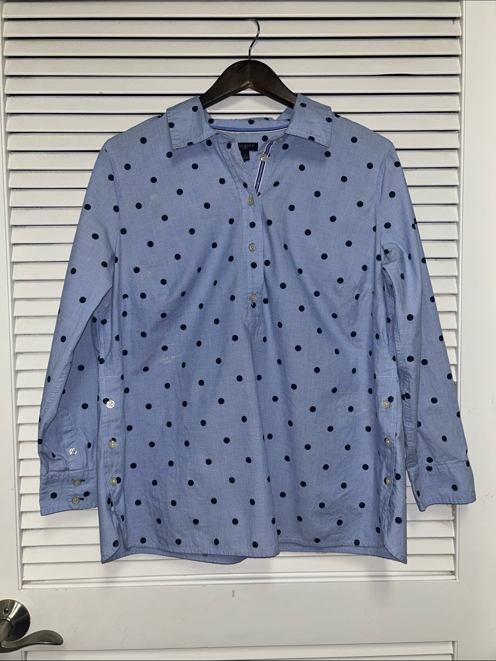 Talbots Plus Chambray Polka Dot Shirt